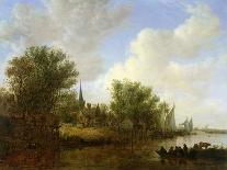 River Scene with an Inn. Dutch Style Landscape Painting-Jan Van Goyen-Mounted Giclee Print