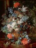 Still Life of Flowers and a Bird's Nest on a Pedestal-Jan van Huysum-Giclee Print