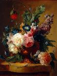 Poppies, Hollyhock, Morning Glory, Viola, Daisies, Sweet Pea, Marigolds and Other Flowers in a Vase-Jan van Huysum-Framed Giclee Print