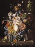 Still Life of Flowers and a Bird's Nest on a Pedestal-Jan van Huysum-Giclee Print