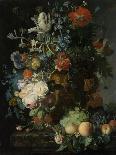 Poppies, Hollyhock, Morning Glory, Viola, Daisies, Sweet Pea, Marigolds and Other Flowers in a Vase-Jan van Huysum-Giclee Print