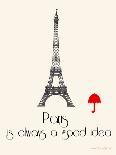 Paris Travel Poster With Eiffel Tower-Jan Weiss-Art Print