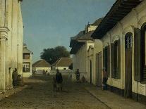 A Street in the Old Part of Batavia, Street and Leaning Against the Walls, Some Natives-Jan Weissenbruch-Framed Stretched Canvas