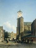 A Street in the Old Part of Batavia, Street and Leaning Against the Walls, Some Natives-Jan Weissenbruch-Stretched Canvas