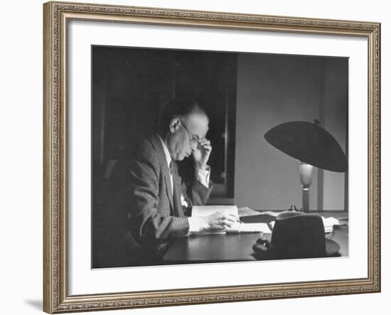 Jan Wszelaki Working at Library of Congress-Thomas D^ Mcavoy-Framed Premium Photographic Print