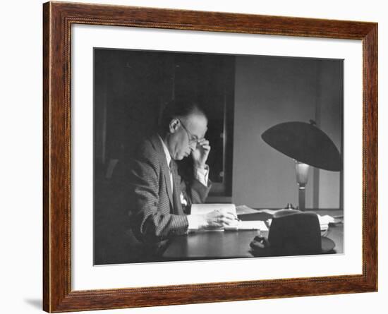 Jan Wszelaki Working at Library of Congress-Thomas D^ Mcavoy-Framed Premium Photographic Print