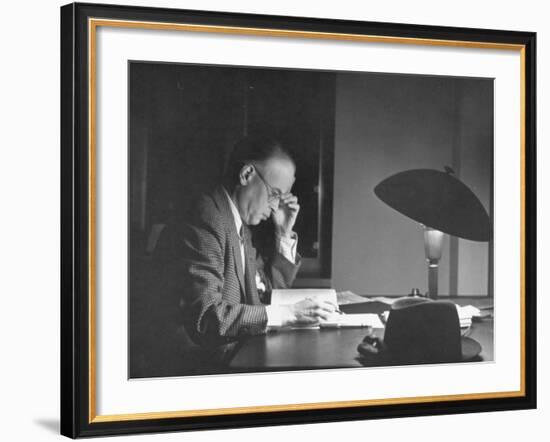 Jan Wszelaki Working at Library of Congress-Thomas D^ Mcavoy-Framed Premium Photographic Print