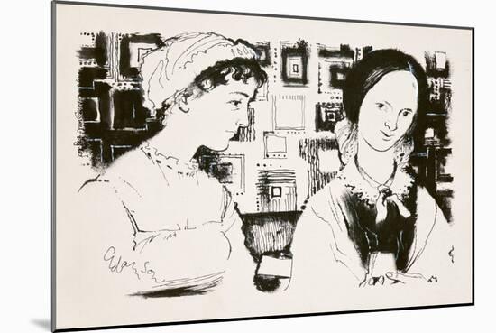 Jane Austen (1775-1817) and Charlotte Bronte (1816-55) - An Imaginary Encounter-George Adamson-Mounted Giclee Print