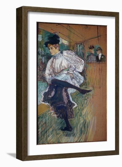 Jane Avril Dancing - Oil on Cardboard, 1891-Henri de Toulouse-Lautrec-Framed Giclee Print