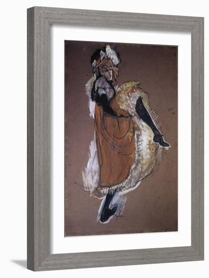 Jane Avril Dancing-Henri de Toulouse-Lautrec-Framed Giclee Print