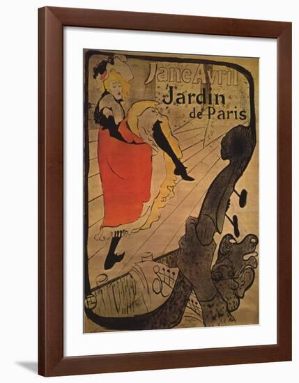 Jane Avril in Jardin de Paris-Henri de Toulouse-Lautrec-Framed Art Print