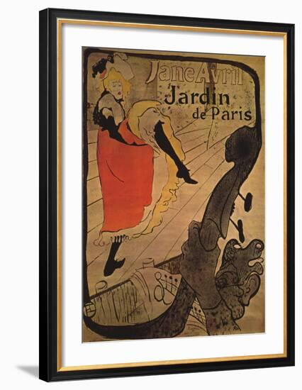 Jane Avril in Jardin de Paris-Henri de Toulouse-Lautrec-Framed Art Print