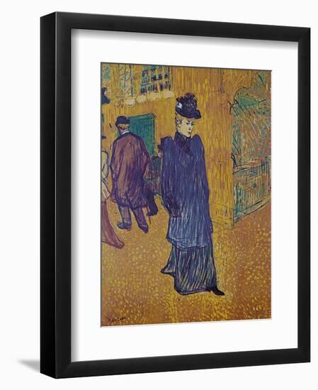 Jane Avril leaves the Moulin Rouge-Henri de Toulouse-Lautrec-Framed Art Print