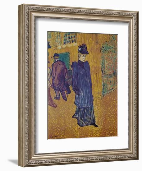 Jane Avril leaves the Moulin Rouge-Henri de Toulouse-Lautrec-Framed Art Print