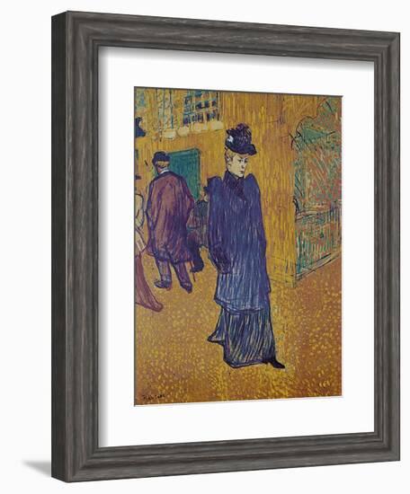 Jane Avril leaves the Moulin Rouge-Henri de Toulouse-Lautrec-Framed Art Print