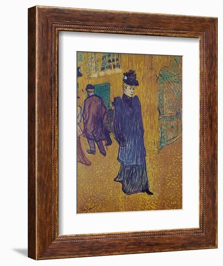 Jane Avril leaves the Moulin Rouge-Henri de Toulouse-Lautrec-Framed Art Print