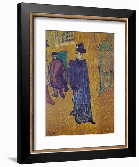 Jane Avril leaves the Moulin Rouge-Henri de Toulouse-Lautrec-Framed Art Print