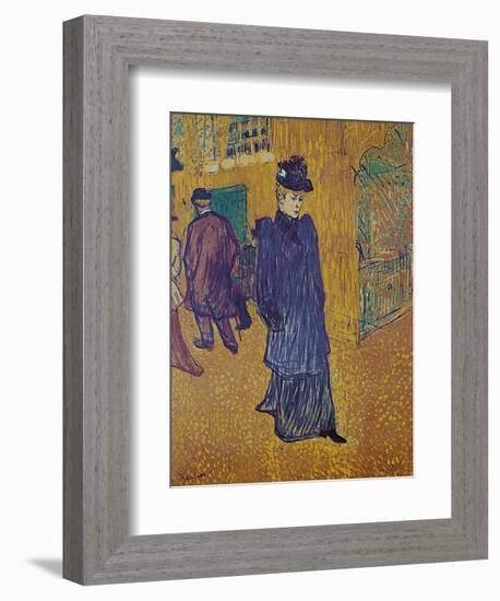 Jane Avril leaves the Moulin Rouge-Henri de Toulouse-Lautrec-Framed Art Print