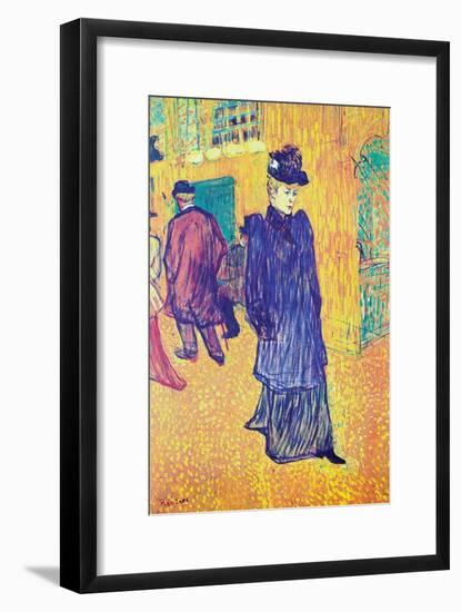 Jane Avril Leaves The Moulin Rouge-Henri de Toulouse-Lautrec-Framed Art Print