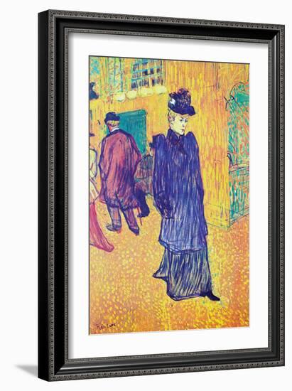 Jane Avril Leaves The Moulin Rouge-Henri de Toulouse-Lautrec-Framed Art Print