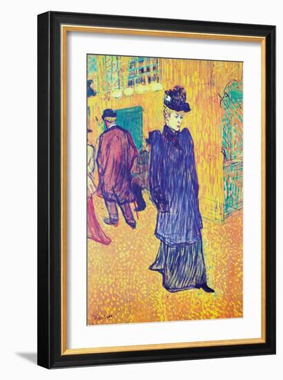 Jane Avril Leaves The Moulin Rouge-Henri de Toulouse-Lautrec-Framed Art Print