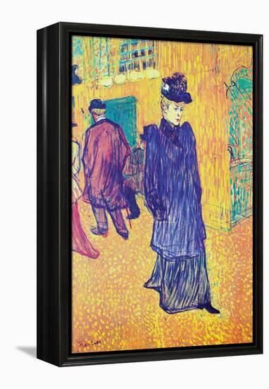 Jane Avril Leaves The Moulin Rouge-Henri de Toulouse-Lautrec-Framed Stretched Canvas