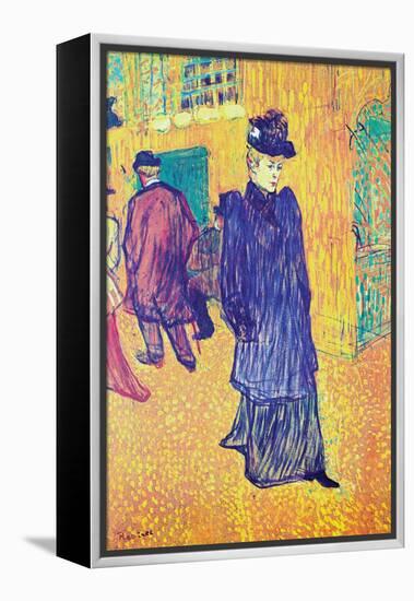 Jane Avril Leaves The Moulin Rouge-Henri de Toulouse-Lautrec-Framed Stretched Canvas