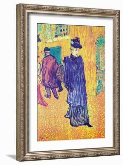 Jane Avril Leaves the Moulin Rouge-Henri de Toulouse-Lautrec-Framed Art Print