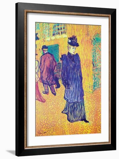 Jane Avril Leaves the Moulin Rouge-Henri de Toulouse-Lautrec-Framed Art Print