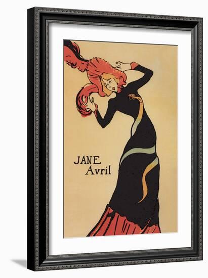 Jane Avril-Henri de Toulouse-Lautrec-Framed Art Print