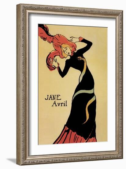 Jane Avril-Henri de Toulouse-Lautrec-Framed Art Print