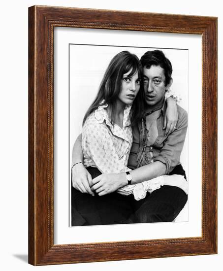 Jane Birkin Actress and Serge Gainsbourg at Home in Their Chelsea Flat-null-Framed Photographic Print