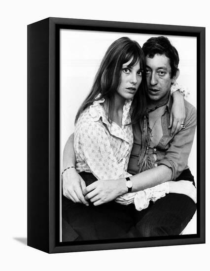 Jane Birkin Actress and Serge Gainsbourg at Home in Their Chelsea Flat-null-Framed Premier Image Canvas