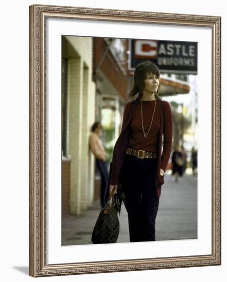 Jane Fonda Carrying a Louis Vuitton Bag as She Walks Down the Street-Bill Ray-Framed Premium Photographic Print