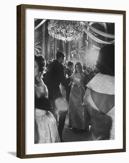 Jane Fonda Dancing at Charity Ball at Waldorf Astoria-Yale Joel-Framed Premium Photographic Print