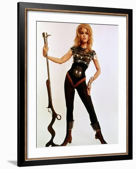 Jane Fonda, Wearing Space Age Costume in Publicity Still from Roger Vadim's Film "Barbarella"-Carlo Bavagnoli-Framed Premium Photographic Print