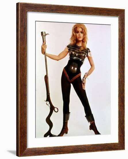 Jane Fonda, Wearing Space Age Costume in Publicity Still from Roger Vadim's Film "Barbarella"-Carlo Bavagnoli-Framed Premium Photographic Print