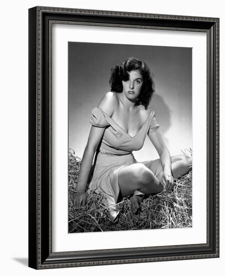 Jane Russell. "The Outlaw" 1943, Directed by Howard Hughes-null-Framed Photographic Print