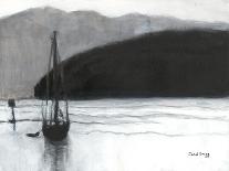Sailboat in Anacortes Harbor, C.2021 (Charcoal, Ink and Gesso on Paper)-Janel Bragg-Giclee Print