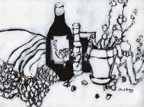 Still Life with Olive Oil and Pine Cones, C.2017 (Charcoal and Gesso on Paper)-Janel Bragg-Giclee Print