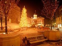 Christmas Tree on Snowy Night in Pioneer Courthouse Square, Portland, Oregon, USA-Janis Miglavs-Photographic Print