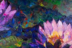 Oil Painting of Beautiful Lotus Flower-jannoon028-Framed Art Print
