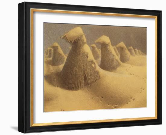 January, 1938 (Charcoal & Chalk)-Grant Wood-Framed Giclee Print