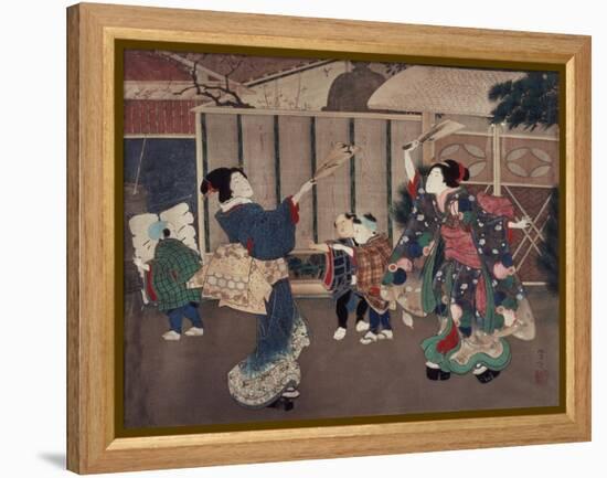 January: Celebrating the New Year, 1860s-Tsukioka Yoshitoshi-Framed Premier Image Canvas