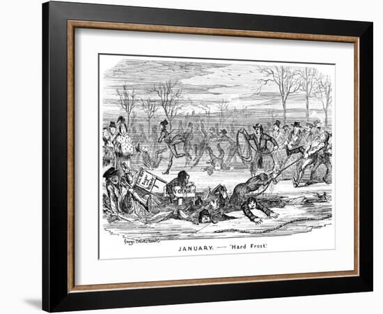 January - Hard Frost, 19th Century-George Cruikshank-Framed Giclee Print