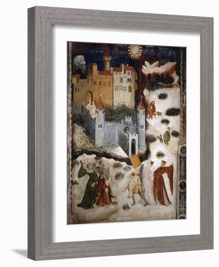 January or Aquarius with Courtiers in Snowball Fight Outside Stenico Castle, c.1400-Venceslao-Framed Giclee Print