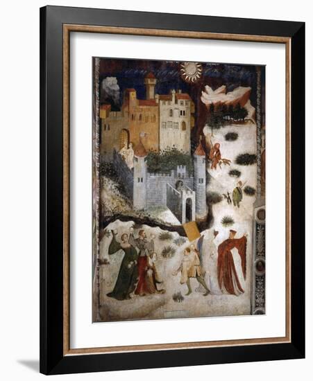 January or Aquarius with Courtiers in Snowball Fight Outside Stenico Castle, c.1400-Venceslao-Framed Giclee Print