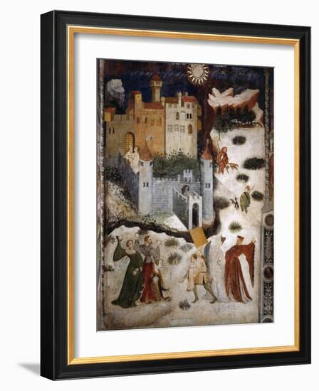January or Aquarius with Courtiers in Snowball Fight Outside Stenico Castle, c.1400-Venceslao-Framed Giclee Print
