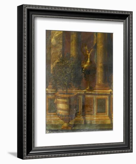 Janvier, signe du Verseau : représentation d'un opéra de Psyché devant la colonnade du Louvre-Charles Le Brun-Framed Giclee Print