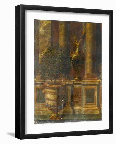 Janvier, signe du Verseau : représentation d'un opéra de Psyché devant la colonnade du Louvre-Charles Le Brun-Framed Giclee Print